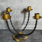 Pair of wrought iron candle holders four arms 50s