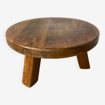 Vintage Brutalist Rustic Wabi-Sabi Oak Coffee Table, France, 1950s