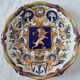 Magnificent antique French earthenware plate with shields signed Keller