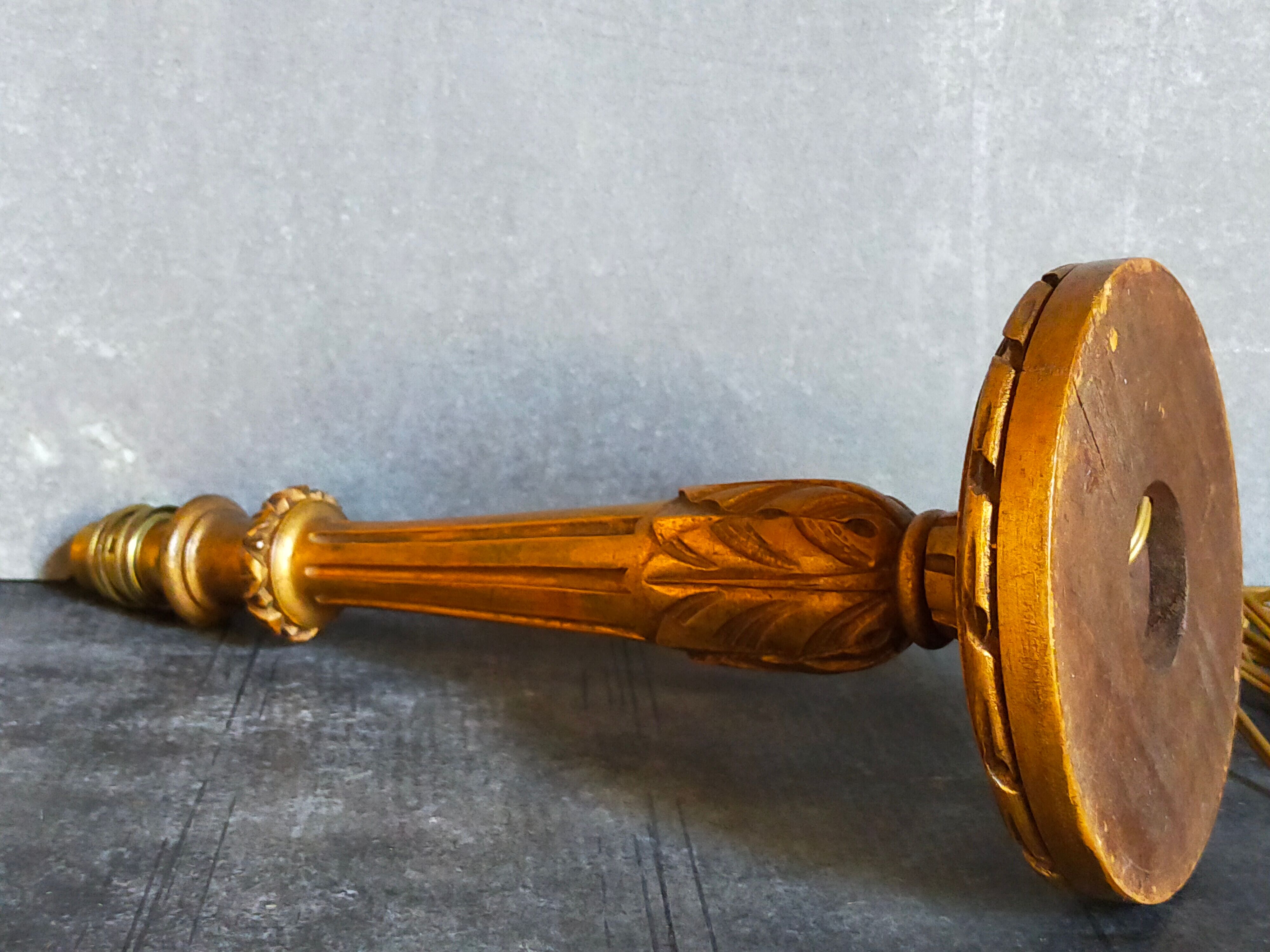 Lamp foot turned carved antique patina