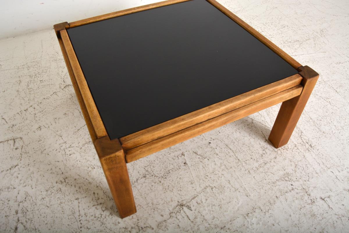 Coffee table 60s, opaline and wood