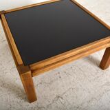 Coffee table 60s, opaline and wood