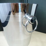 Champagne bucket in chrome steel signed André Leroy