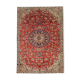 Tapis persan vintage tissé à la main en laine rouge kashan tapis de salon - 209x242cm