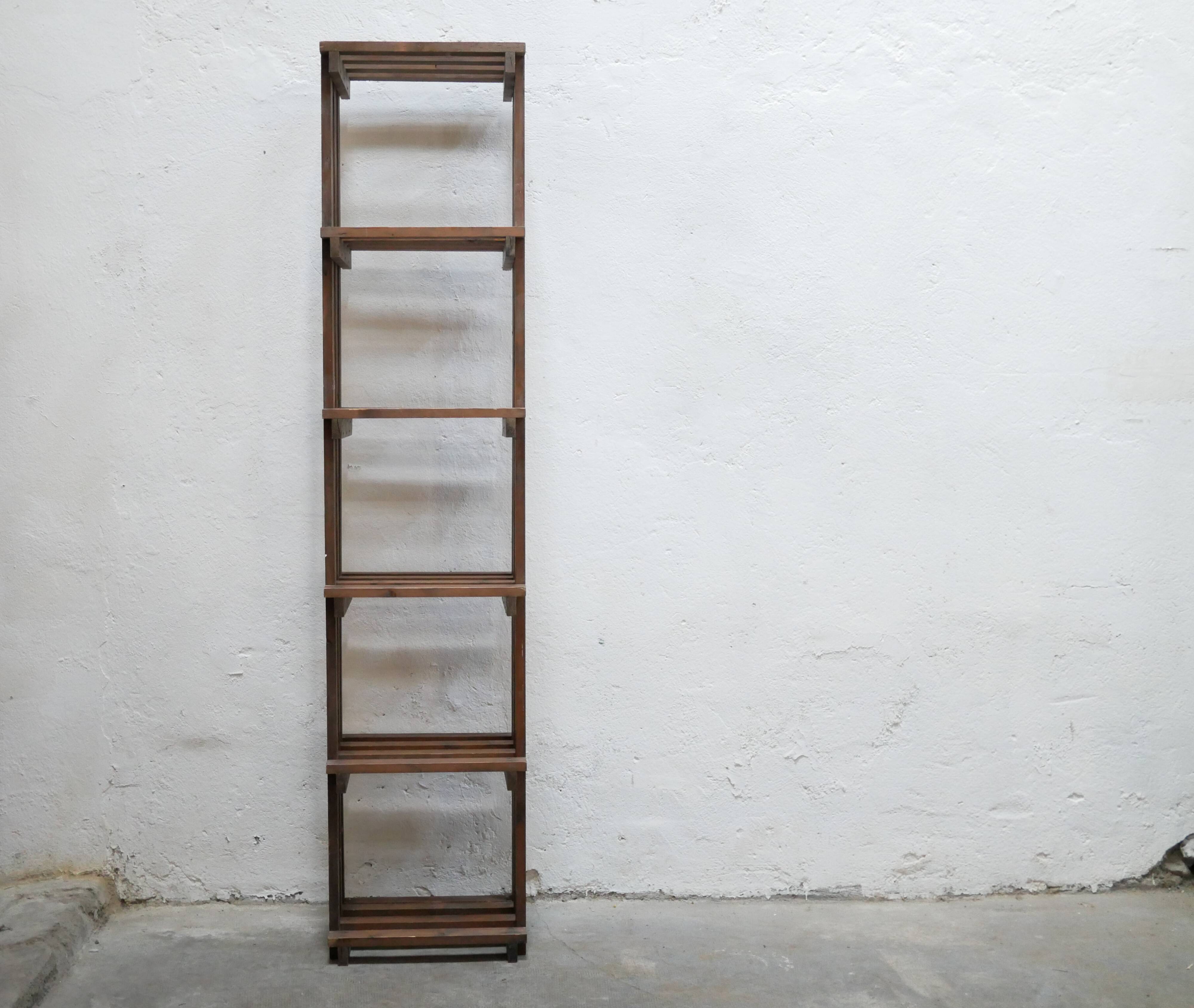 Vintage wooden column bookcase shelf