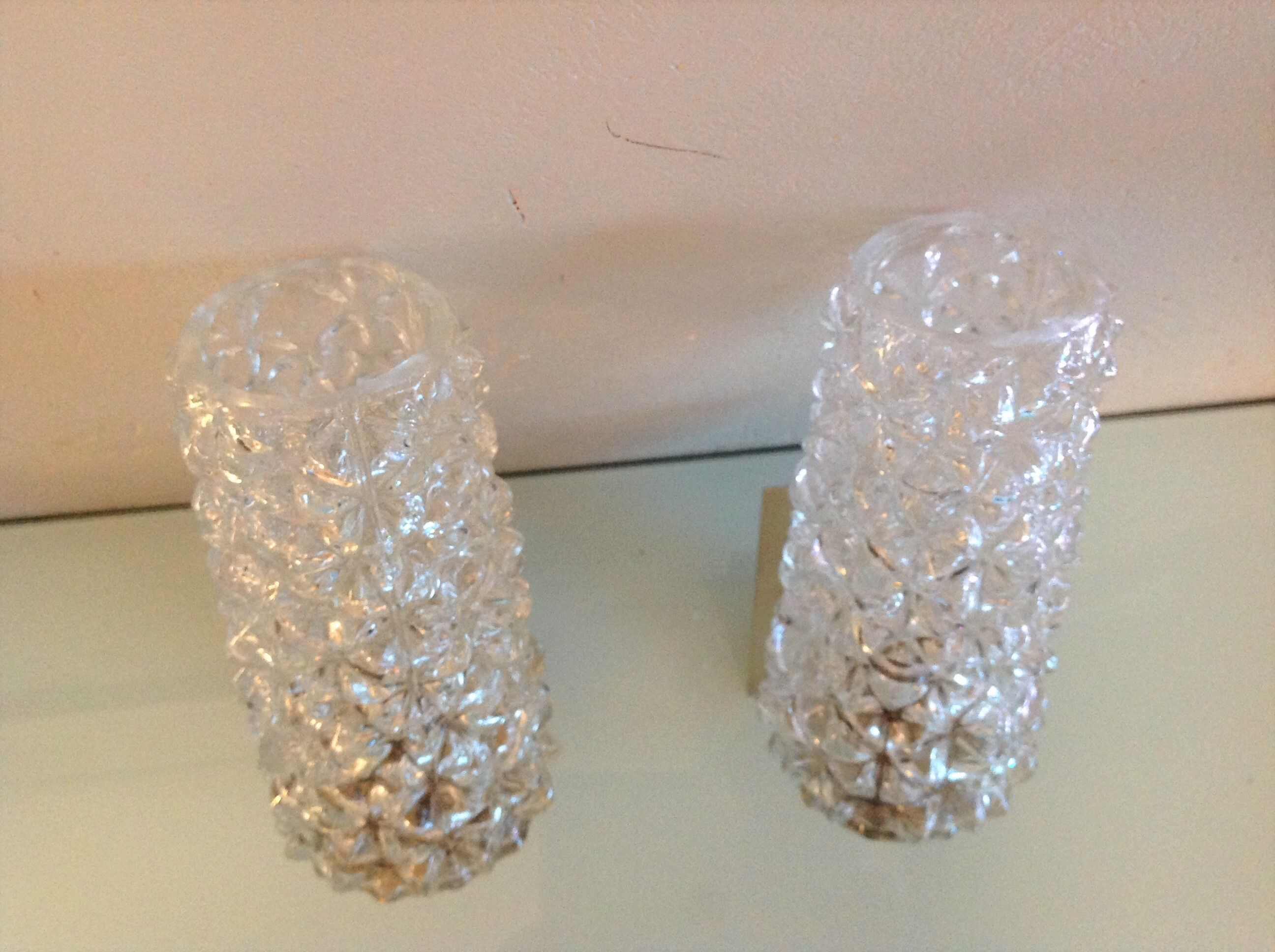 Pair of tulip glass and gold/vintage metal wall lamps 60/70