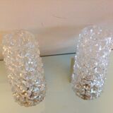 Pair of tulip glass and gold/vintage metal wall lamps 60/70