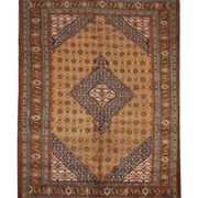 Vintage persian living room rug handwoven red wool ardebil carpet area rug- 197x292cm