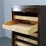 1950s Tambour Office Wooden Cabinet