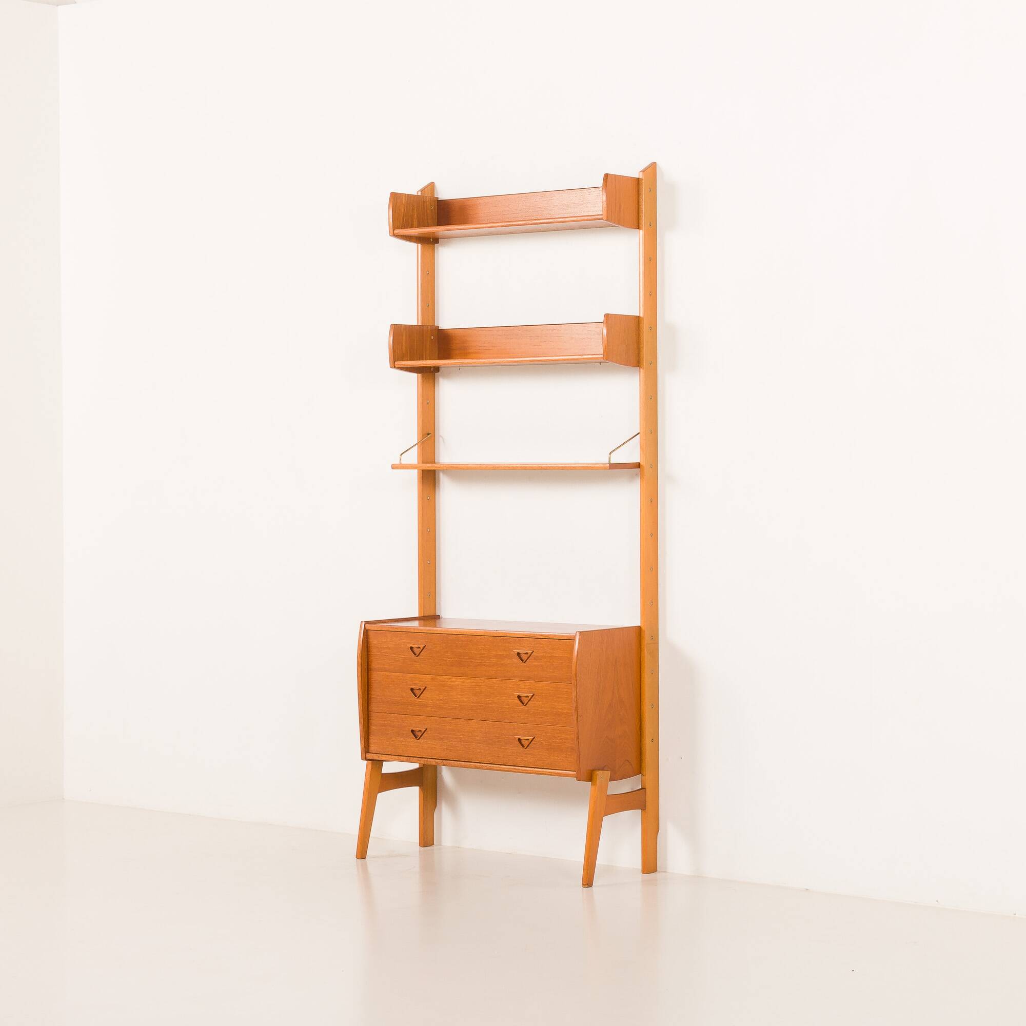 Scandinavian mid century teak free standing wall unit, 1960s