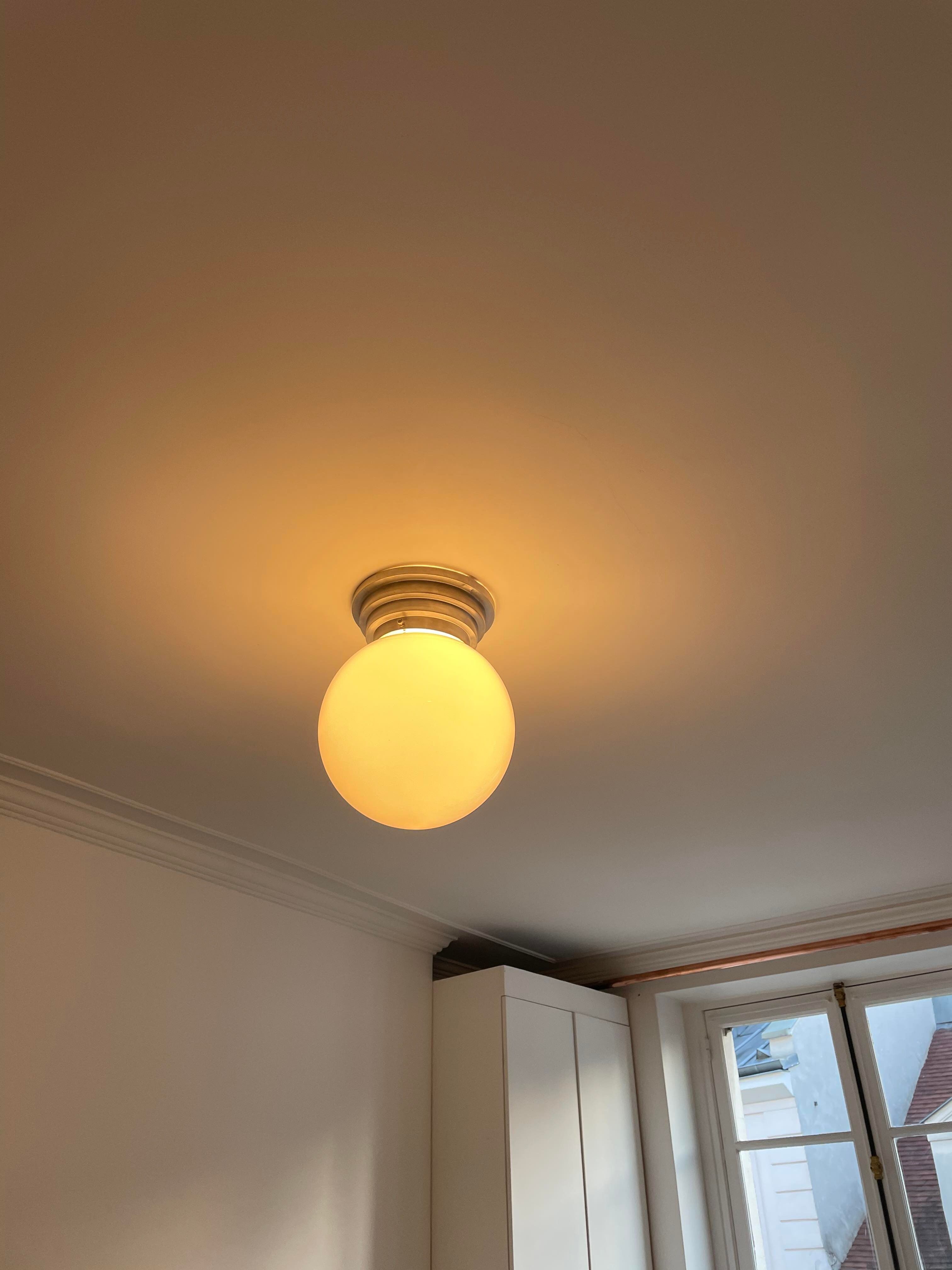 Vintage porcelain and opaline ceiling lamp Art Deco