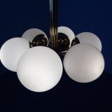 Sputnik brass and glass ceiling chandelier from Kaiser Idell / Kaiser Leuchten, Germany, 1960s