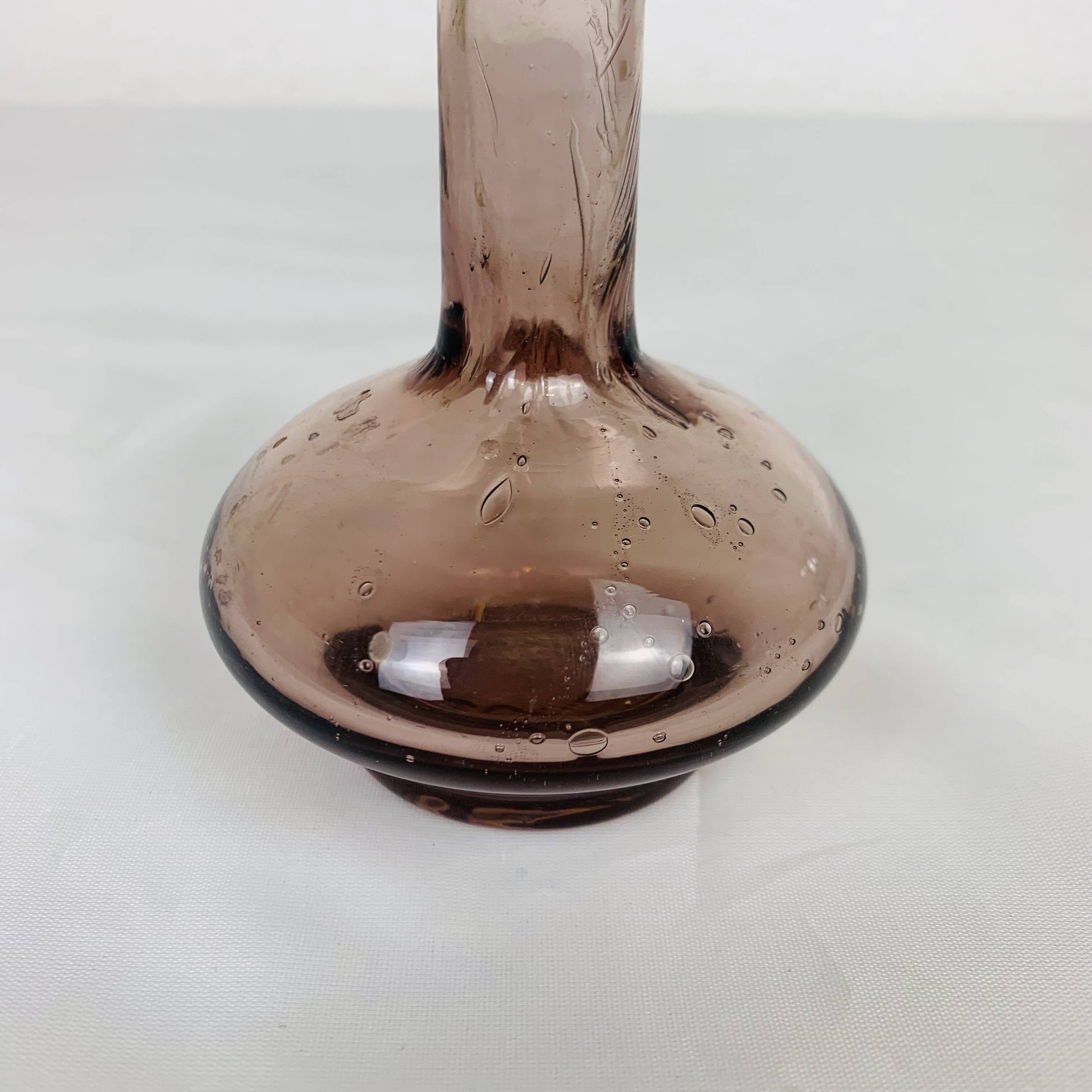 Purple bubble glass soliflore vase, Biot