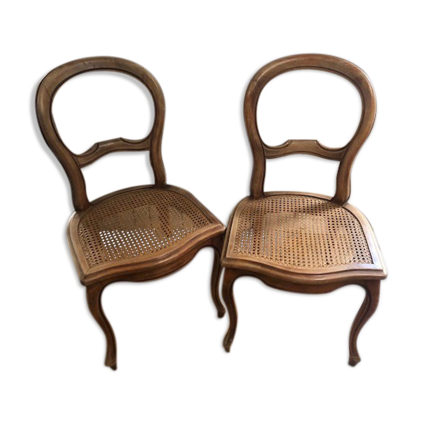 Set of 2 Louis Philippe chairs wood and cannage