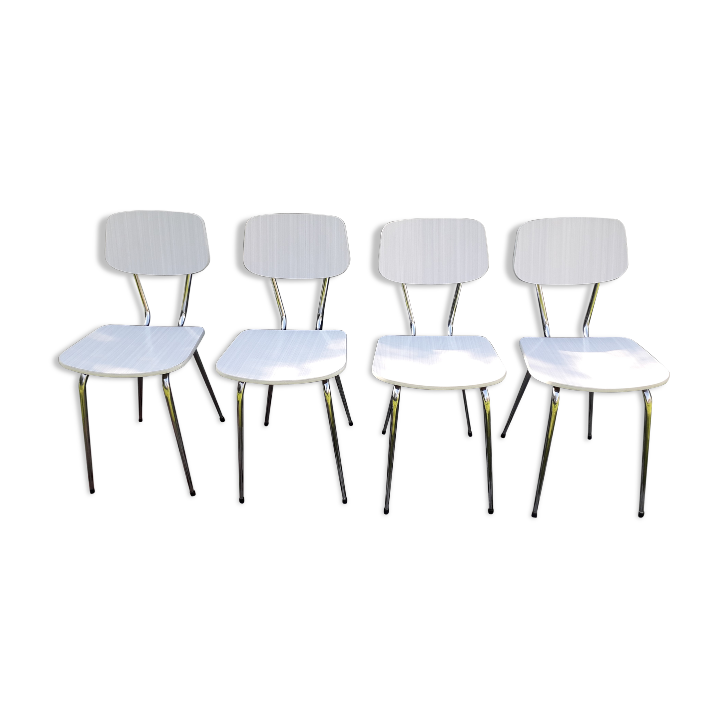Set of 4 chairs in white 60s formica 70
