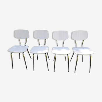Set of 4 chairs in white 60s formica 70