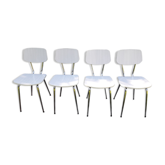 Set of 4 chairs in white 60s formica 70