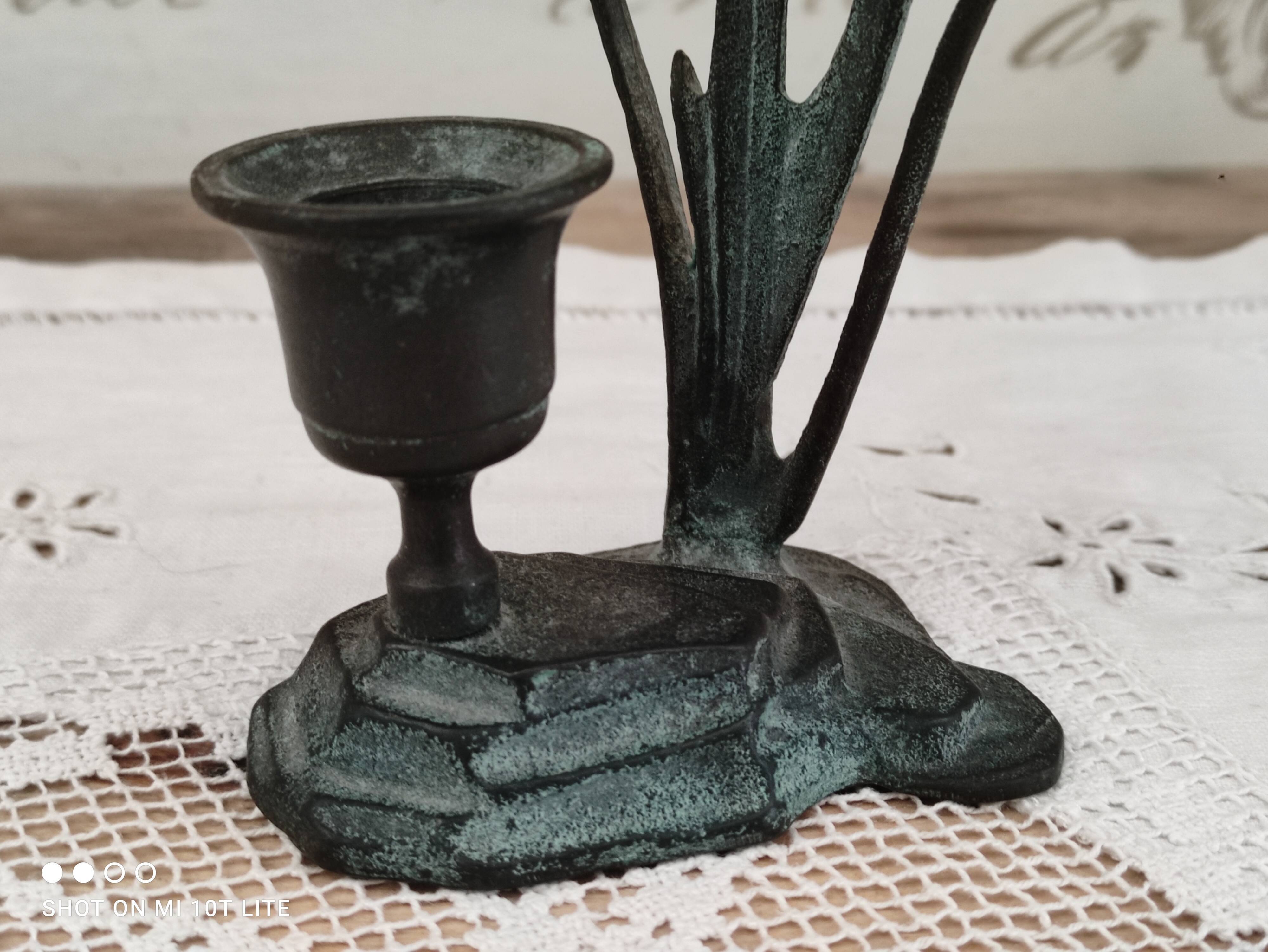 Art Nouveau style candle holder couple of birds