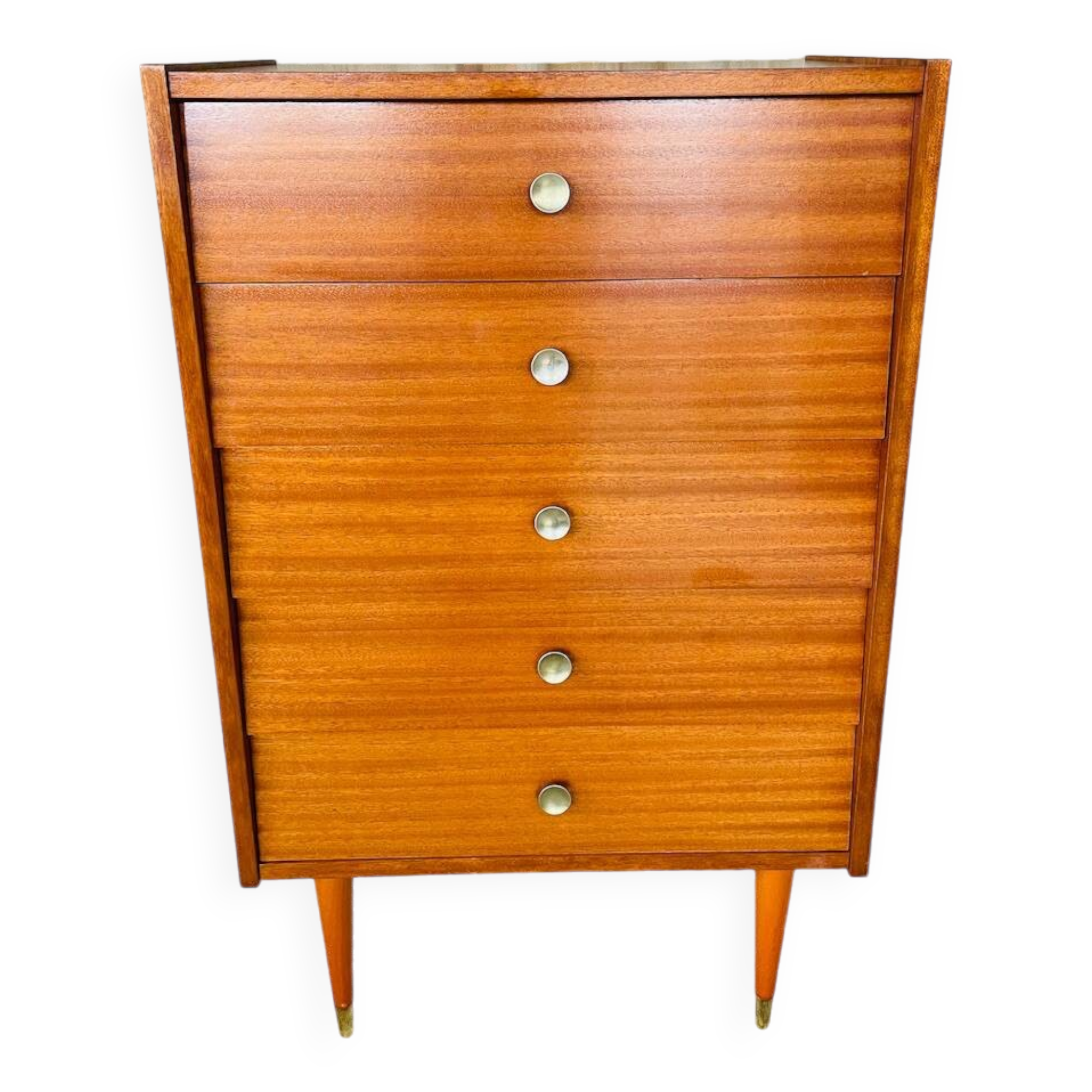 High chest of drawers with 5 drawers, Scandinavian style, circa 60's