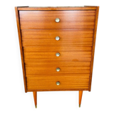 High chest of drawers with 5 drawers, Scandinavian style, circa 60's