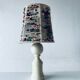 Lamp in turned wood and beads