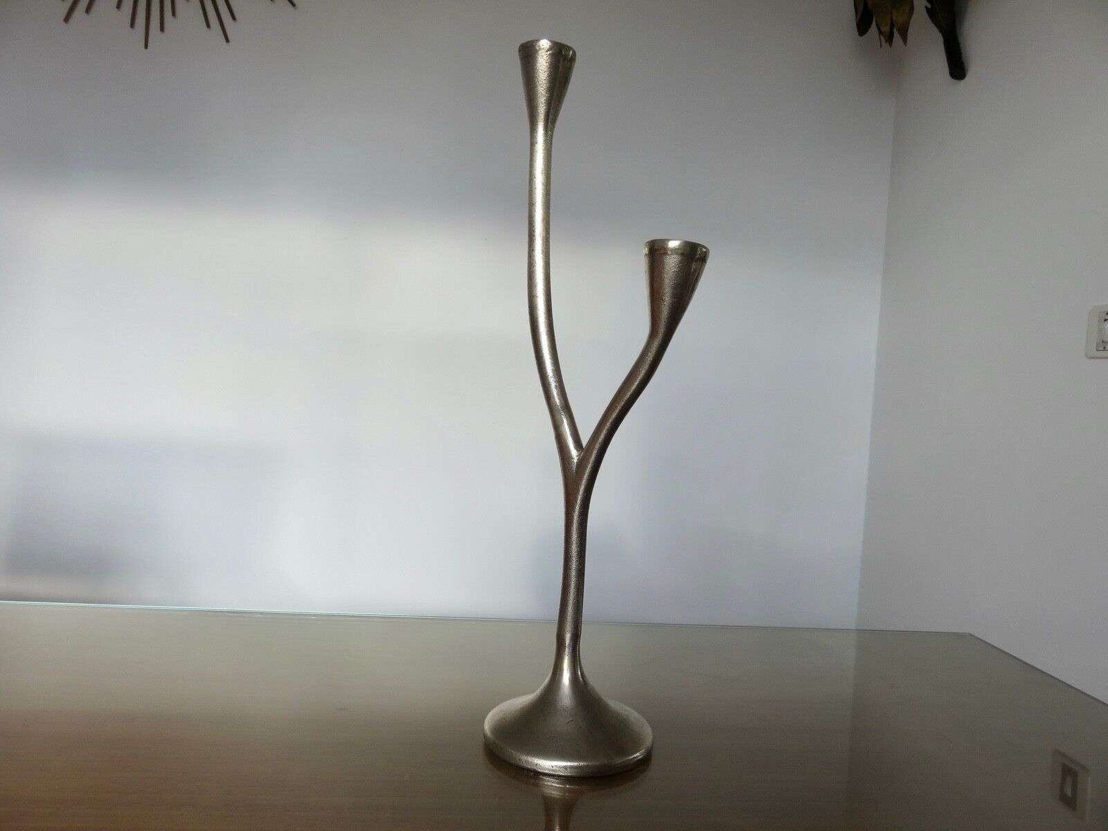 Modernist candle holder in solid bronze 1970
