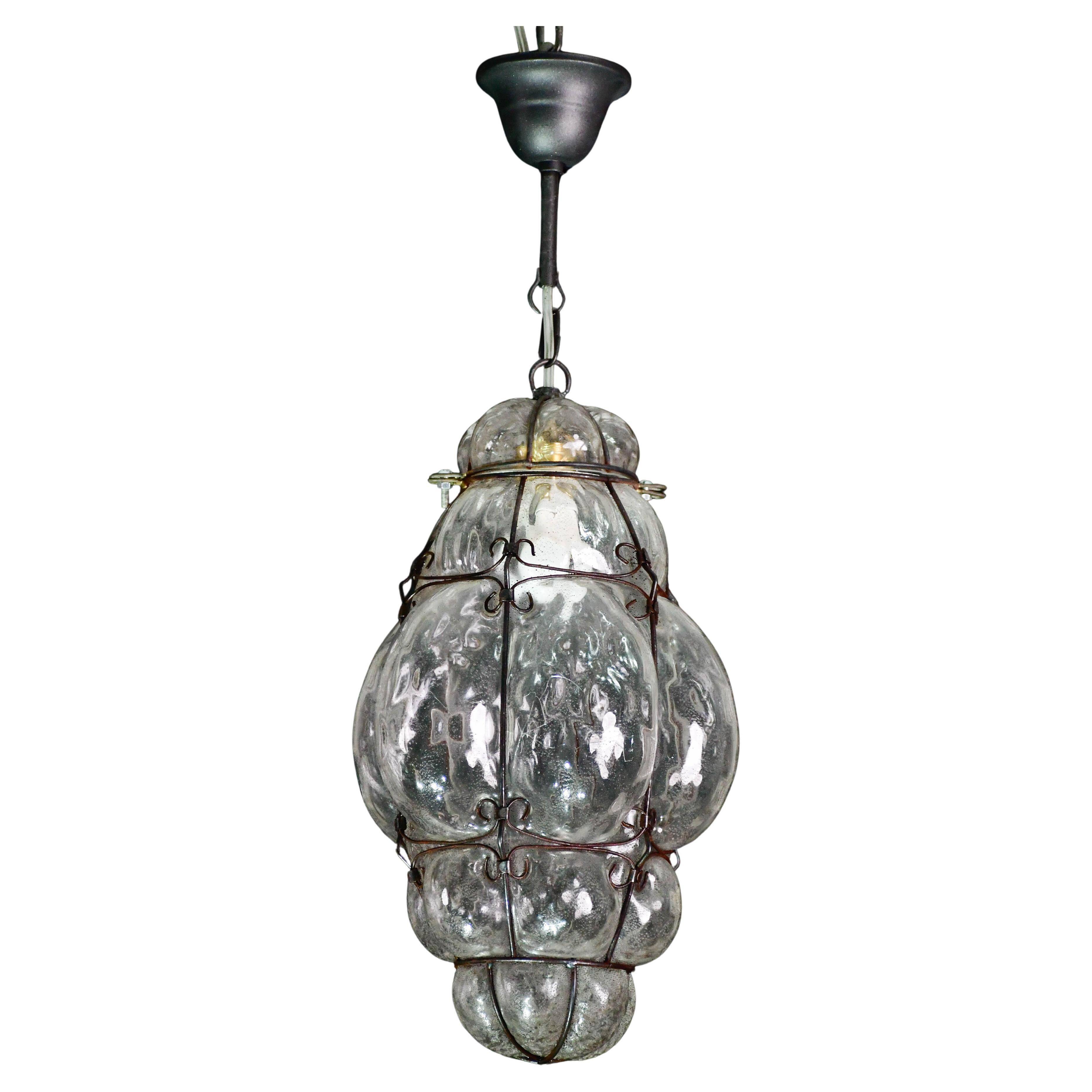 Venetian transparent lantern, Murano glass, Italy, 1970s