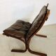 Vintage norwegian mid century leather seista chair by ingmar relling