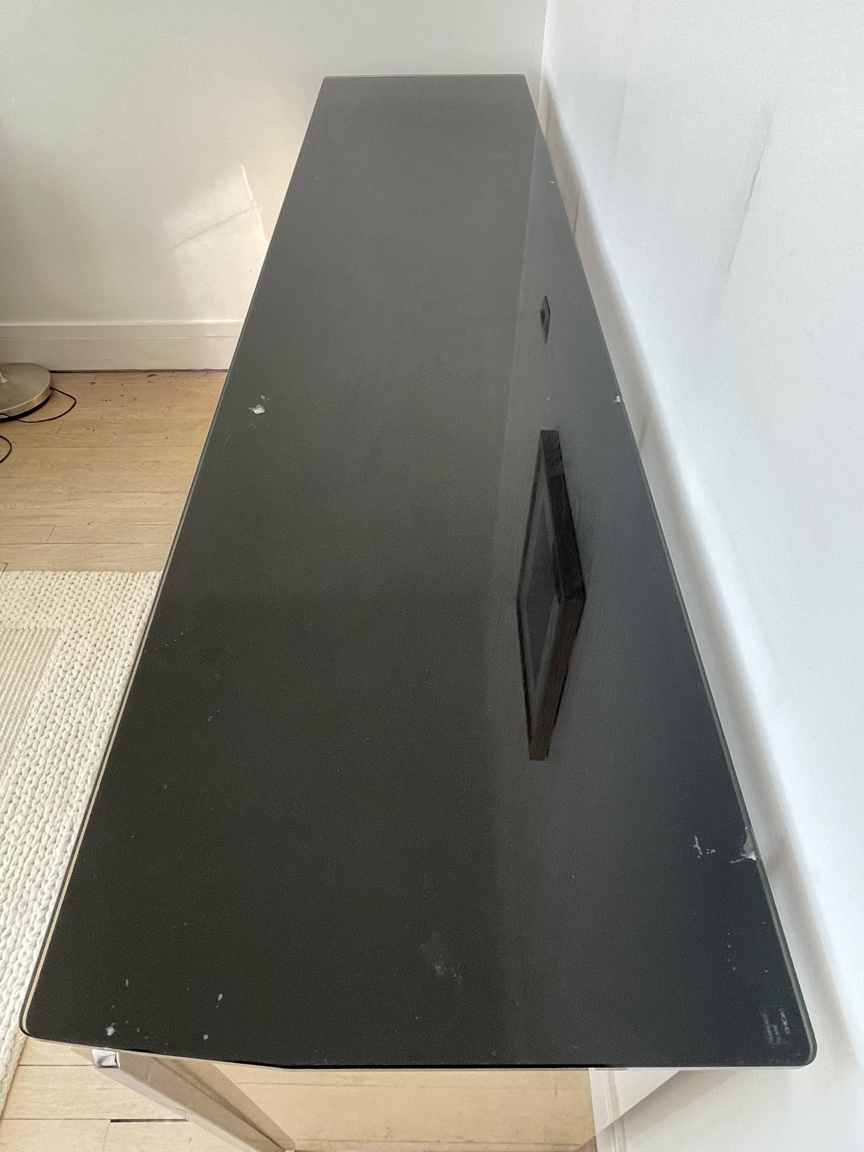 Modular enfilade design — champagne lacquer & chrome steel — 1980s-90s