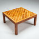 Square Italian coffee table with burl wood and inlaid parquetry top