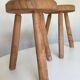 Pair of tripod stools of farm in raw Elm