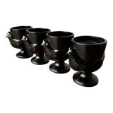 4 "hen" egg cups in black opaline