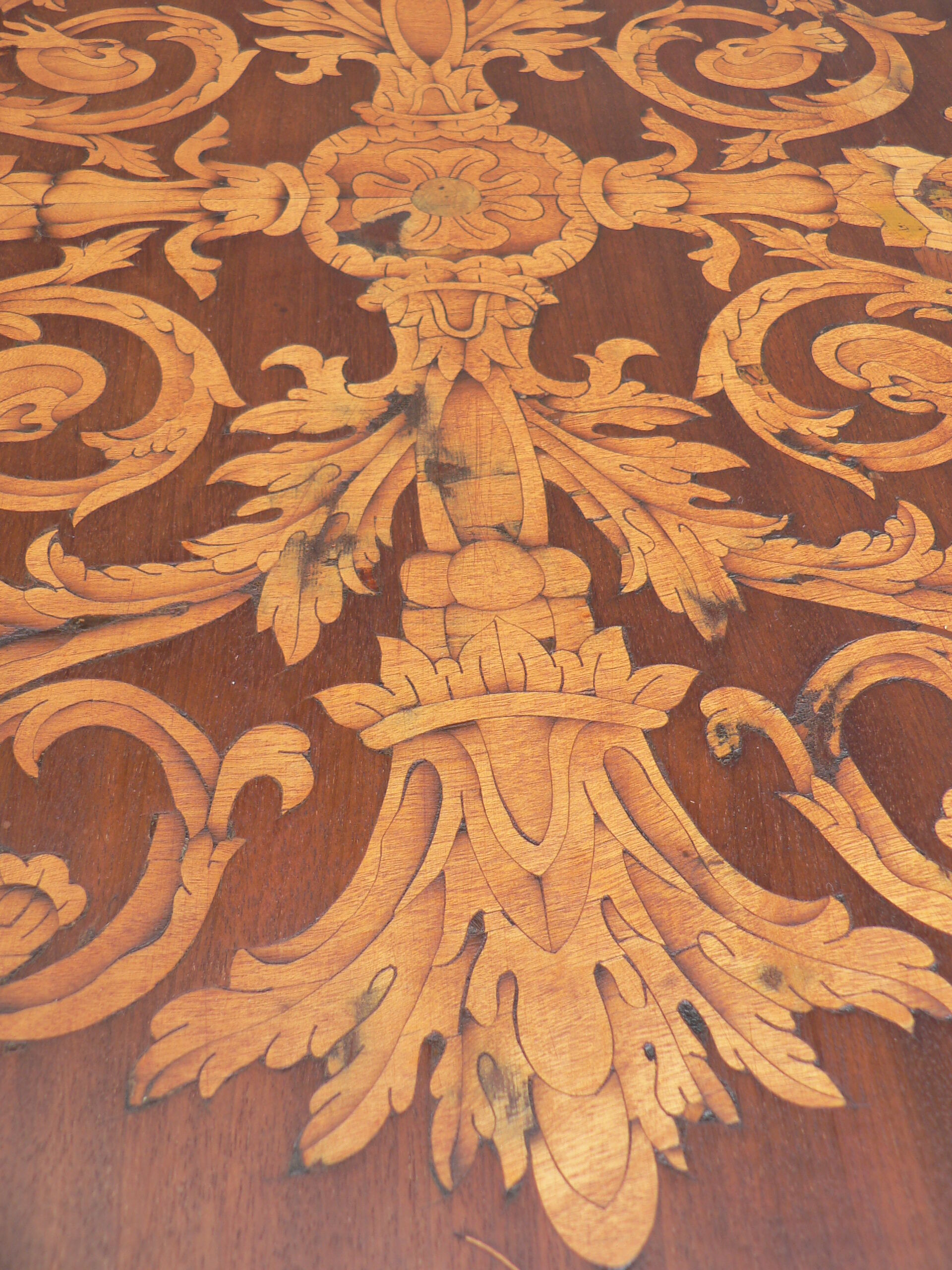 Pedestal table marquetry Charles X