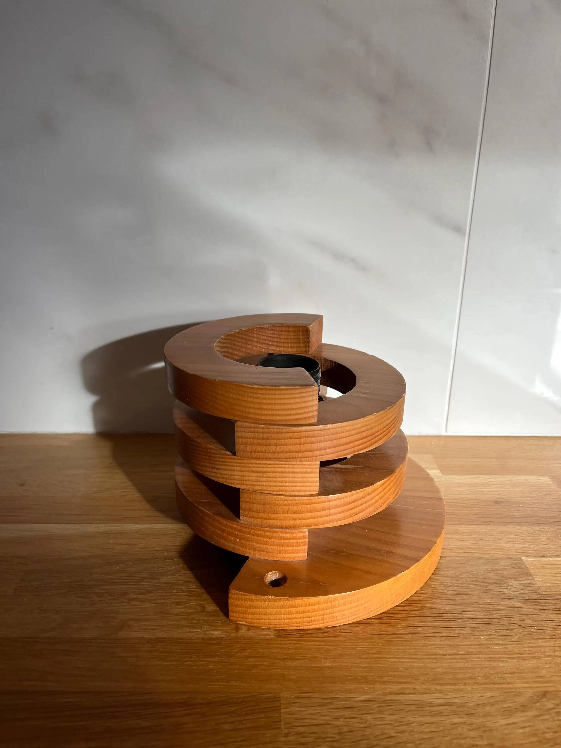 Round pine wall light, 1970