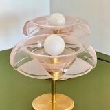 Pair of Art Deco bedside lamps in brass and etched glass