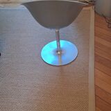 Pair of designer swivel armchairs in slightly metallic grey