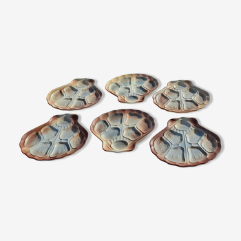 6 oyster plates in earthenware from Salins model Pyla