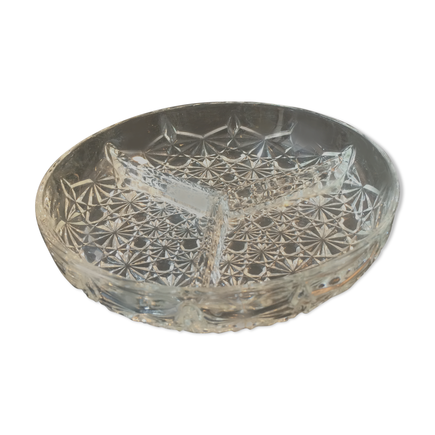 Plateau en verre ciselé