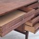 1960s, Danish double-sided, free standing desk, original condition, teak wood, drawers, sliding door