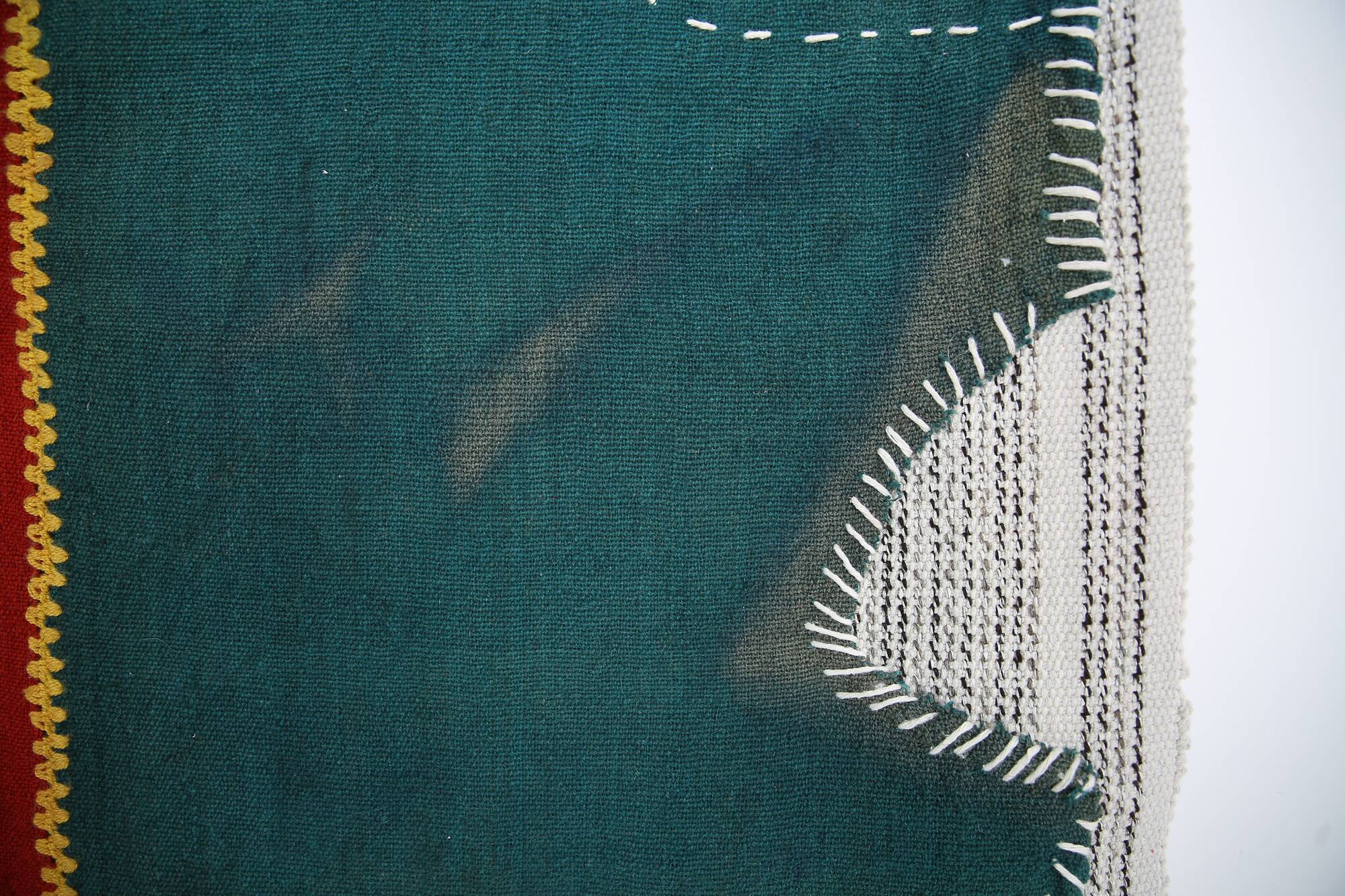 Emerald Green Handwoven Vintage Wall Hanging, Woven Wall Art, 105x123 Cm