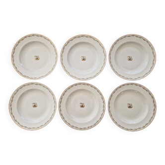 Limoges porcelain - Illustrated by Jean Luce (1895-1964) - Series of 6 hollow plates