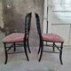 Paire de chaises Napoléon III noir et velours rose