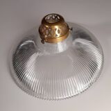Art Nouveau style pendant light in ribbed glass