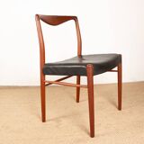 2 chaises Danoises en Teck et Skaï par Lyngfeldt Larsen 1960.