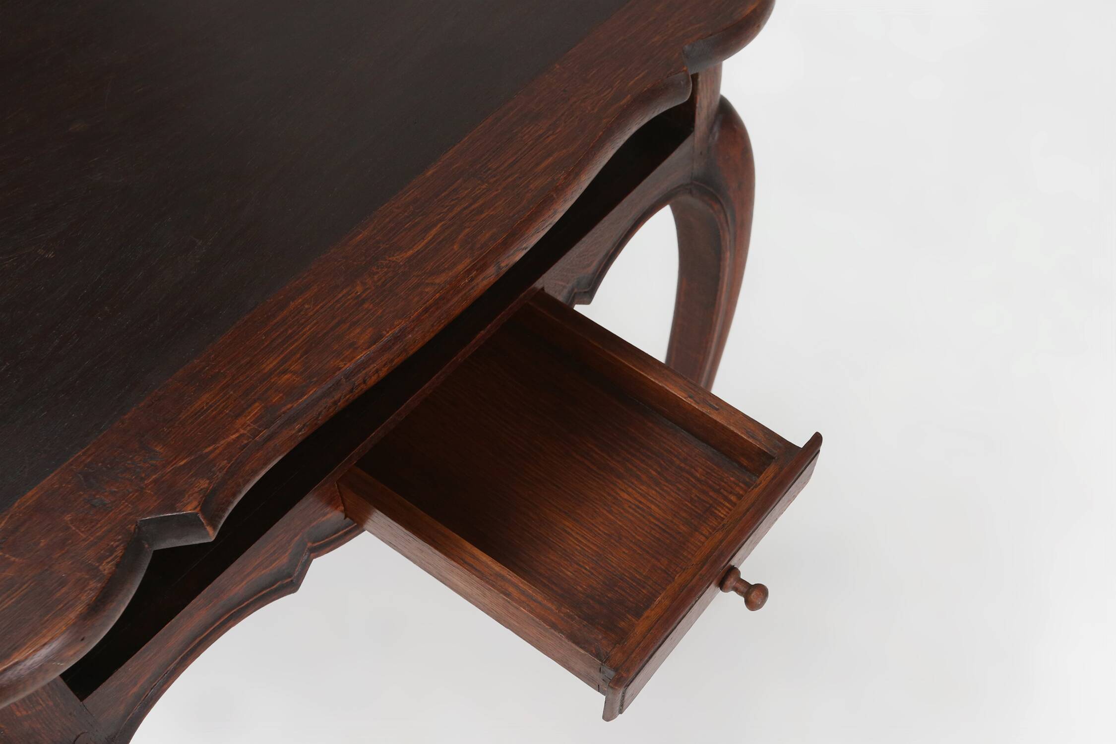 Elegant antique French card table in wood with 2 drawers, ca. 1900