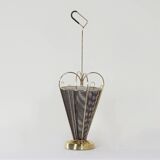 Mid-century umbrella stand of brass and perforated metal, 1950s