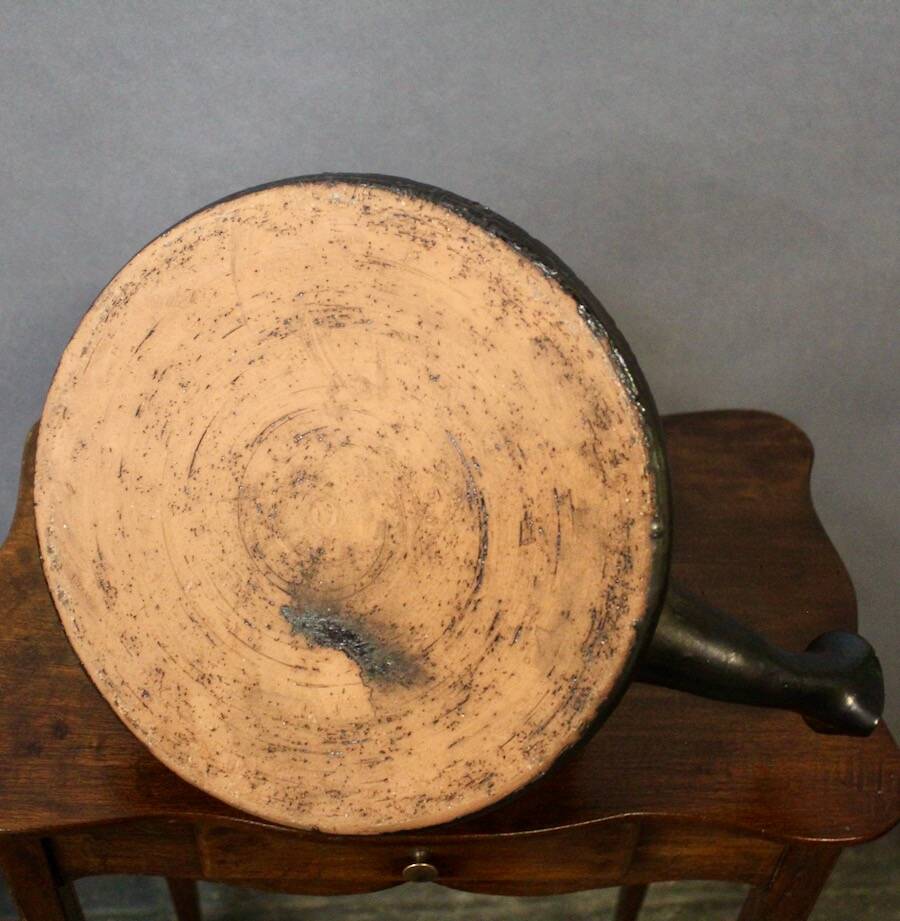 Teapot In Black Enamelled Chamotte Earth Jean Marais (1913-1998)