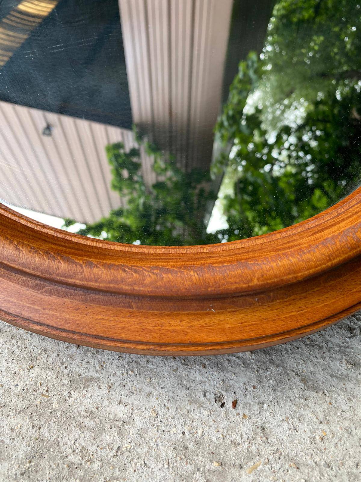 Miroir ovale vintage en bois massif 1960 72x54cm
