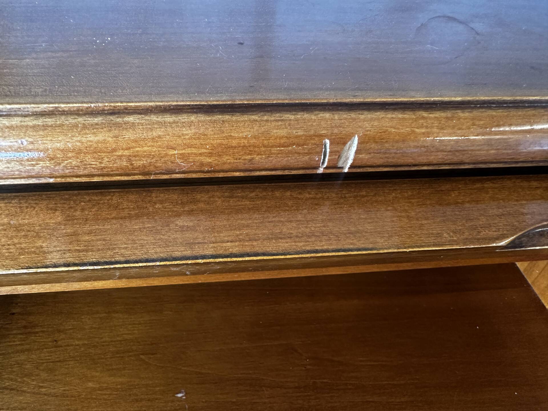 Secrétaire à rideau en merisier – Petit bureau de rangement, seconde m