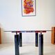 Table à manger en verre trempé vintage des années 1980 style Roche Bobois